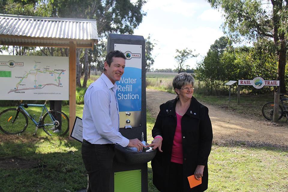 Gippsland Water provides new drinking fountain on Gippsland Plains Rail Trail