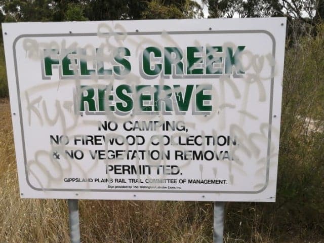 Falls Creek Rserve Sign Graffitied