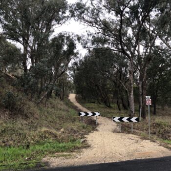 Steep incline on gravel path